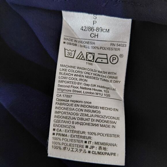 🦋3/$25 Banana Republic Small Navy Blue Long Sleeve Ruffle Sheer Blouse - Picture 9 of 10